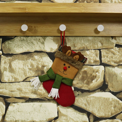 Christmas Pendant Red/Green Santa Snowman Reindeer with Scarf Christmas Gift Socks