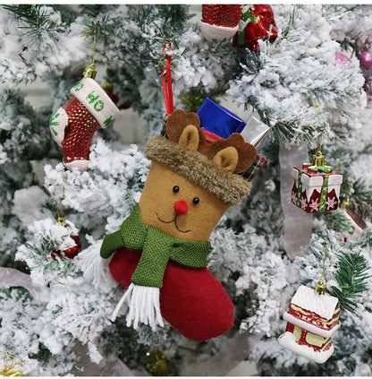 Christmas Pendant Red/Green Santa Snowman Reindeer with Scarf Christmas Gift Socks
