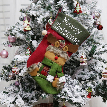 Merry Christmas Gift Bag Santa Snowman Reindeer with Scarf Christmas Socks Candy Stocking