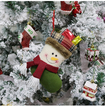 Christmas Pendant Red/Green Santa Snowman Reindeer with Scarf Christmas Gift Socks
