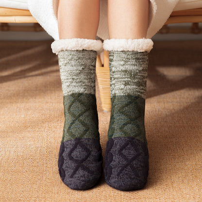 Christmas Floor Socks For Adults Carpet Socks For Home Plus Fleece Sleeping Lamb Socks