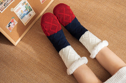 Christmas Floor Socks For Adults Carpet Socks For Home Plus Fleece Sleeping Lamb Socks
