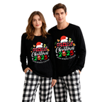 Family Christmas 2025 Making Memories Together Text Print Black Long Sleeve Top with Black And White Plaid Pants Family Matching Pajamas