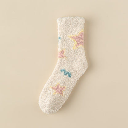 Kawaii Socks Coral Fleece Women's Winter Floor-Length Socks Cozy Cute and Bestselling for the Winter