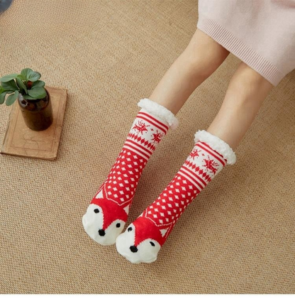 Christmas Floor Socks Adult Plus Fleece Home Sleeping Socks Carpet Sock Leg Cover Non-Slip
