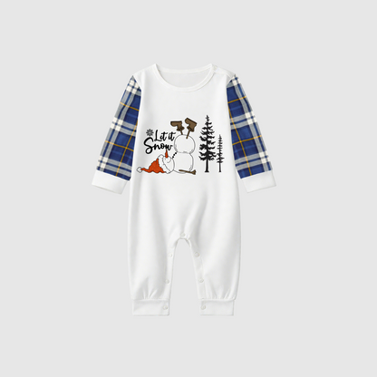 Let it Snow Plaid Family Pajamas - Blue Check