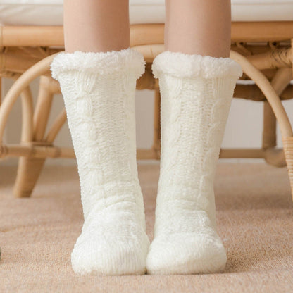 Winter Warm Non-Slip Solid Color Family Floor Socks