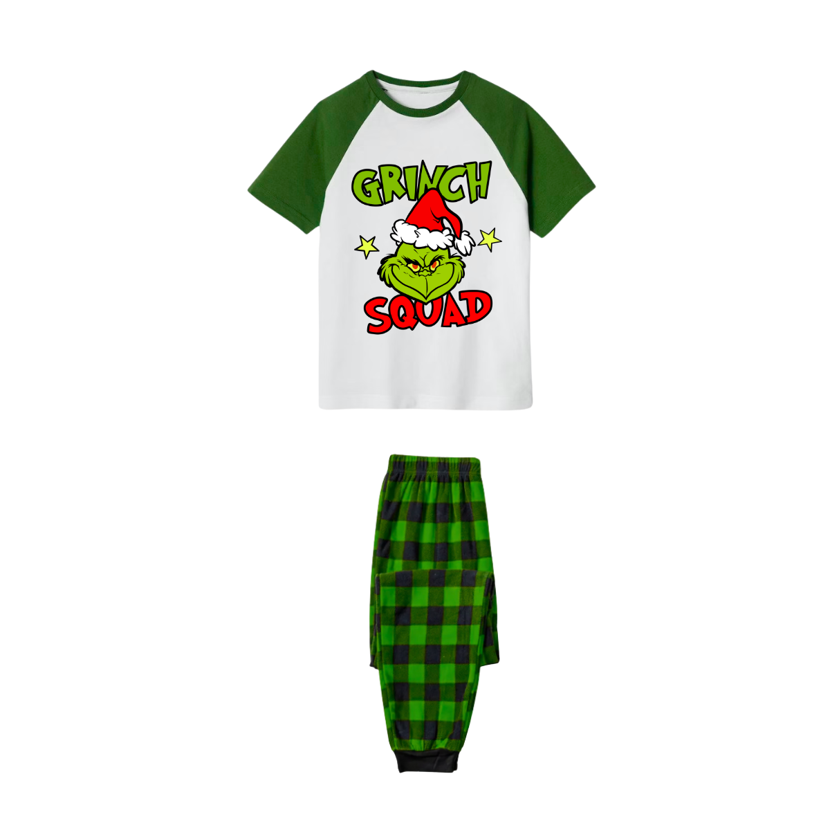 Grinch Squad Family Pajamas Set - White Green Green Grinch Squad