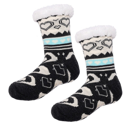 Slipper Socks Winter Socks With Extra Fleece Sole Adhesive Socks For Adult Floor Socks