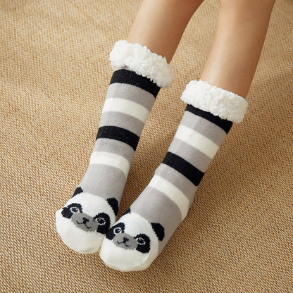 Christmas Floor Socks Adult Plus Fleece Home Sleeping Socks Carpet Sock Leg Cover Non-Slip