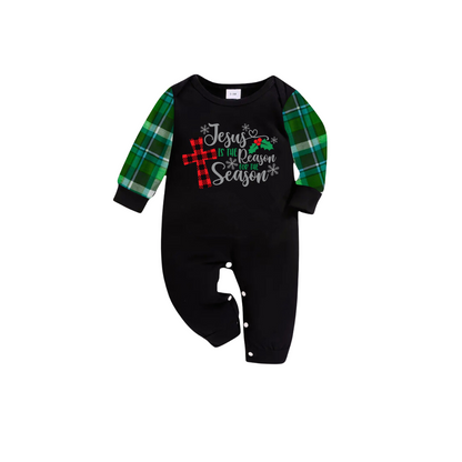 Matching Family Christmas Pajamas  Jesus Is the Reason, Green Plaid