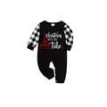 Christmas With My Tribe Family Christmas Pajamas Set - Black Top Black and White Plaid Pants White Text Graphic