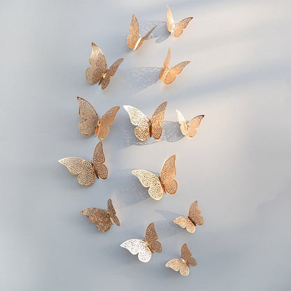 12Pcs 3D Hollow Butterfly Wall Sticker