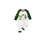 Let It Snow Family Pajamas Set - White Top Green Sleeves Green Plaid Pants Christmas Snowman Graphic