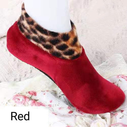 Cozy Thick And Non-Slip For Adults Socks Winter Warmth Unisex Short Leopard Print Floor Socks