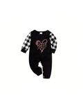 Black and White Plaid Short Sleeve Pajamas Set with Not Perfect Just Forgiven Text Printed