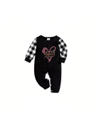 Black and White Plaid Short Sleeve Pajamas Set with Not Perfect Just Forgiven Text Printed