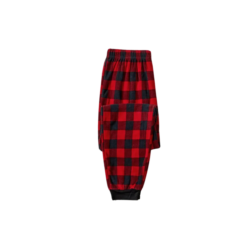 "Christmas With My Tribe"  Pattern White Long Sleeve with Black&Red Plaid Pants Family Matching Pajamas