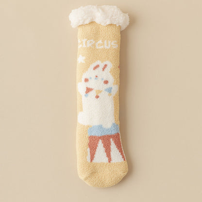 Lamb Velvet Socks Women's Winter Sleep Socks Silicone Non-Slip Floor Socks Christmas Red Socks