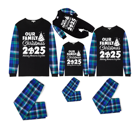 2025 Our Family Christmas Matching Pajamas - Blue Plaid