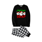 Couple Black and White Plaid Pajamas "Santa Squad" and Santa Claus Print