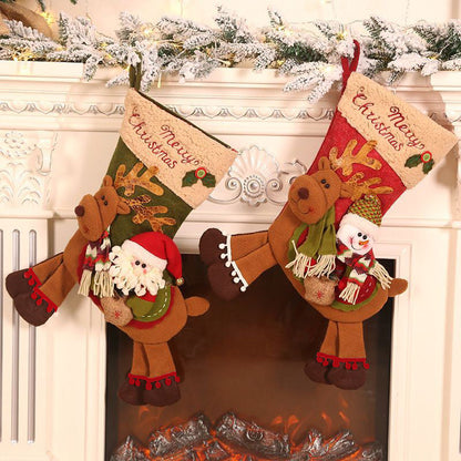 Christmas Decoration Santa/Snowman Riding Deer Christmas Socks Candy Bags