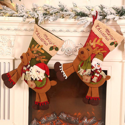 Christmas Decoration Santa/Snowman Riding Deer Christmas Socks Candy Bags