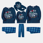 2025 Christmas Crew Making Memories Together Text Print Blue Long Sleeve Top With Blue Plaid Family Matching Pajamas