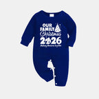 'Our Family Chirstmas 2026 Making Memories Together' Letter Print (White) Blue Plaid Family Matching Pajamas