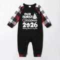 Christmas Tree & "2026 Making Memories Together" Patterned Plaid Sleeve Contrast Tops and Red & Black & White Plaid Pants Family Matching Pajamas Set With Dog Bandana