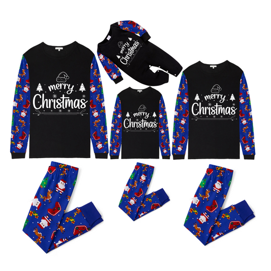 Chalkboard Merry Christmas Pajamas - Santa Blue Print