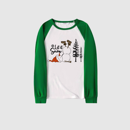 Let it Snow Family Pajamas - Green Santa Pattern