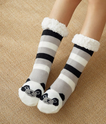 Christmas Floor Socks Adult Plus Fleece Home Sleeping Socks Carpet Sock Leg Cover Non-Slip