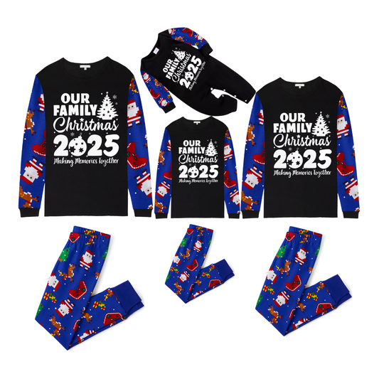 2025 Our Family Christmas Matching Pajamas -Santa Blue