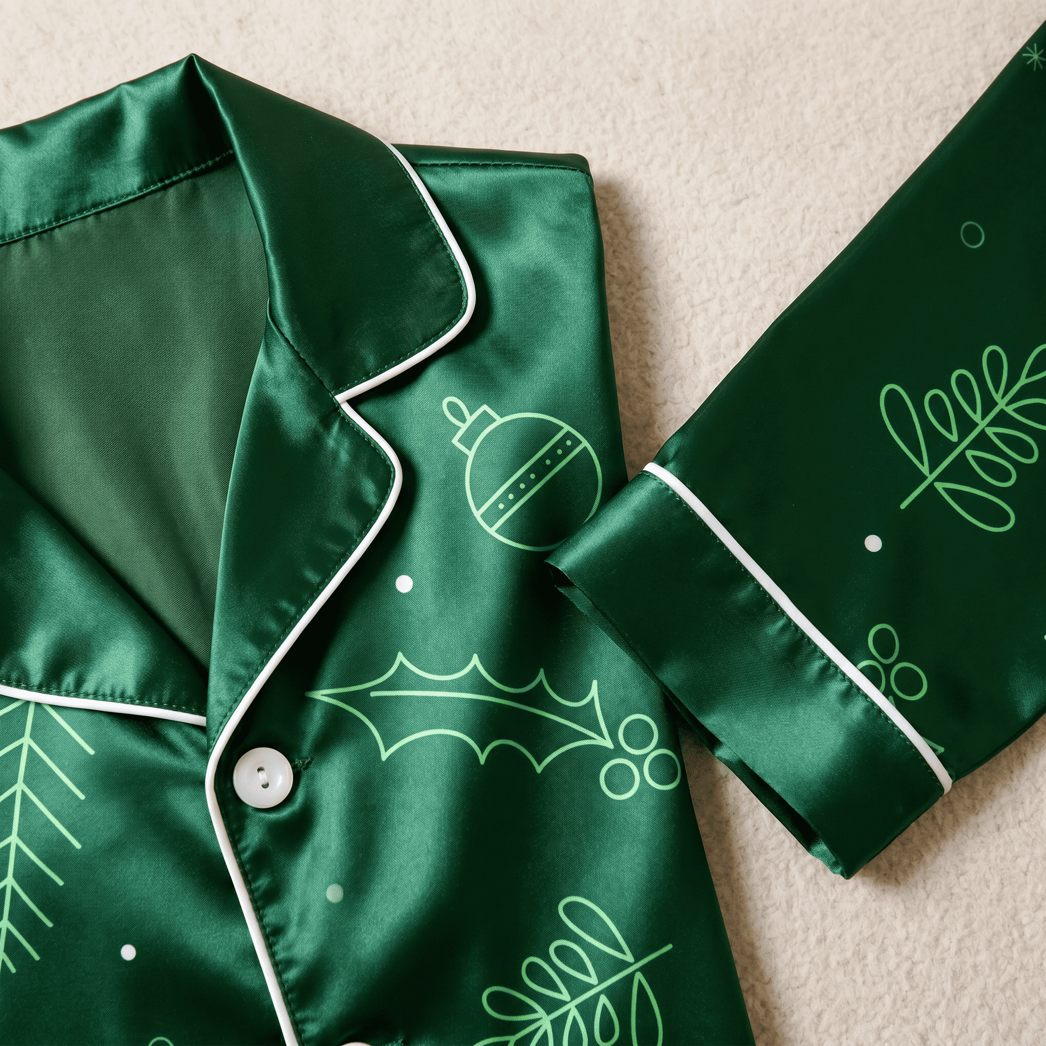 Holiday Elements Satin Matching Pajamas for Couples – Long Sleeve Button-Down Top & Pants Sleepwear Set