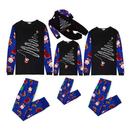 Santa¡¯s Christmas Tree Pajama Set with Festive Prints