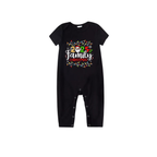 Red and Black Plaid Short Sleeve Christmas Pajamas Set With Christmas Light and "2025 Family Christmas" Text Print