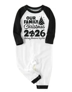 Christmas Tree & "2026 Making Memories Together" Patterned Black Sleeve Contrast Tops and and Black and Green Plaid Pants Family Matching Pajamas Sets With Dog Bandana