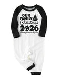 Christmas Tree & "2026 Making Memories Together" Patterned Black Sleeve Contrast Tops and and Black and Green Plaid Pants Family Matching Pajamas Sets With Dog Bandana