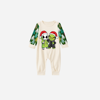 Family Christmas Pajamas Set With "Christmas With Grinch and Cartoon Pattern Print