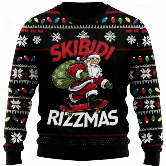 Santa Claus Print - Ugly Christmas Icon Mash-Up Ugly Sweater