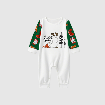 Let it Snow Family Pajamas - Green Santa Pattern