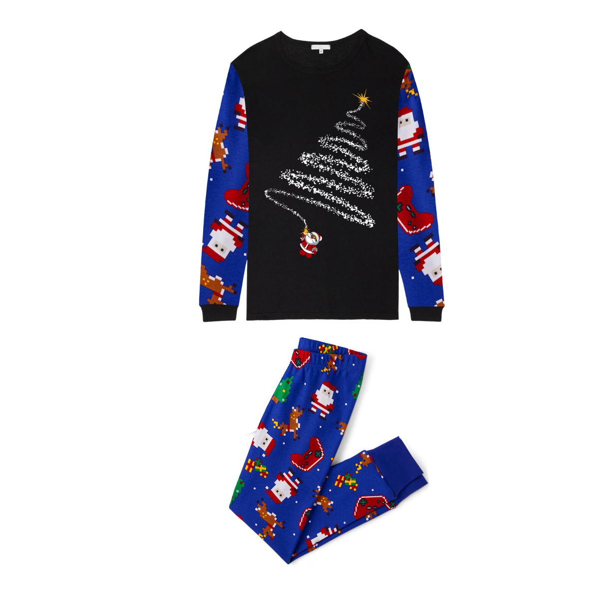 Santa¡¯s Christmas Tree Pajama Set with Festive Prints