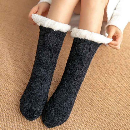 Winter Warm Non-Slip Solid Color Family Floor Socks