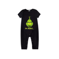 Ew People Family Pajamas Set - Black Top Red Pants Red Plaid Sleeves Grinch Face Print