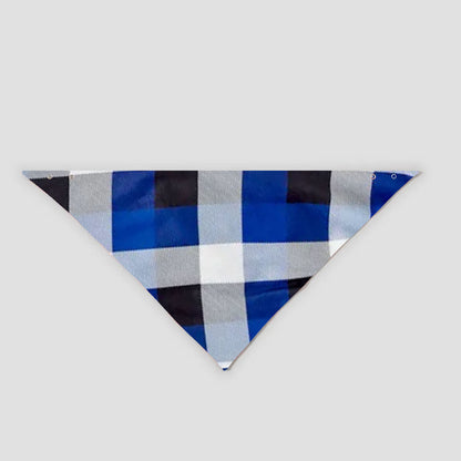 Plaid Santa Hat Pattern  Blue Long Sleeves with Blue&White&Black Plaid Pants Family Matching Pajamas