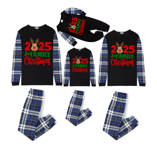 2025 Reindeer Family Christmas - Blue Plaid Edition