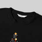 "We Wish You a Merry Christmas" Printed Black & Green Plaid Pants Family Matching Pajamas