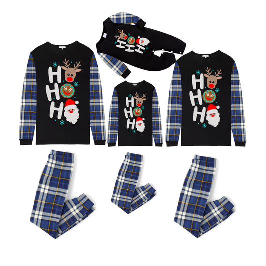 HO HO HO Christmas Pajama Set with Santa, Reindeer, and Gingerbrea