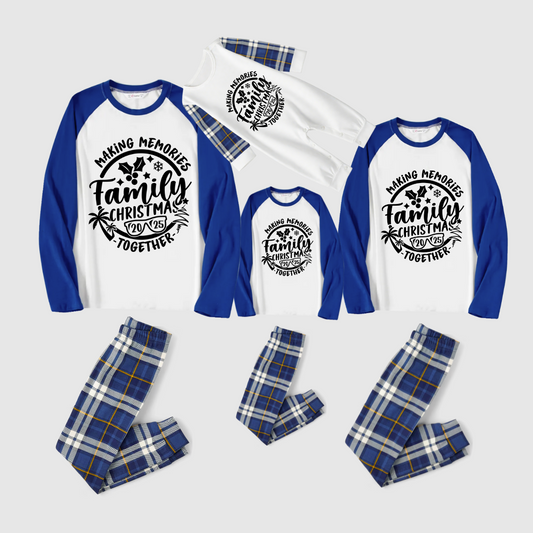Making Memories Family Christmas Pajamas - White & Blue Plaid